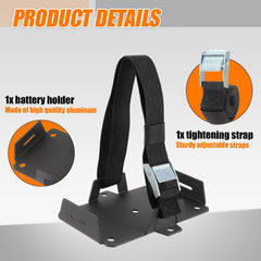 HUAREW tray holding a small 12V battery, showing stable transport benefit