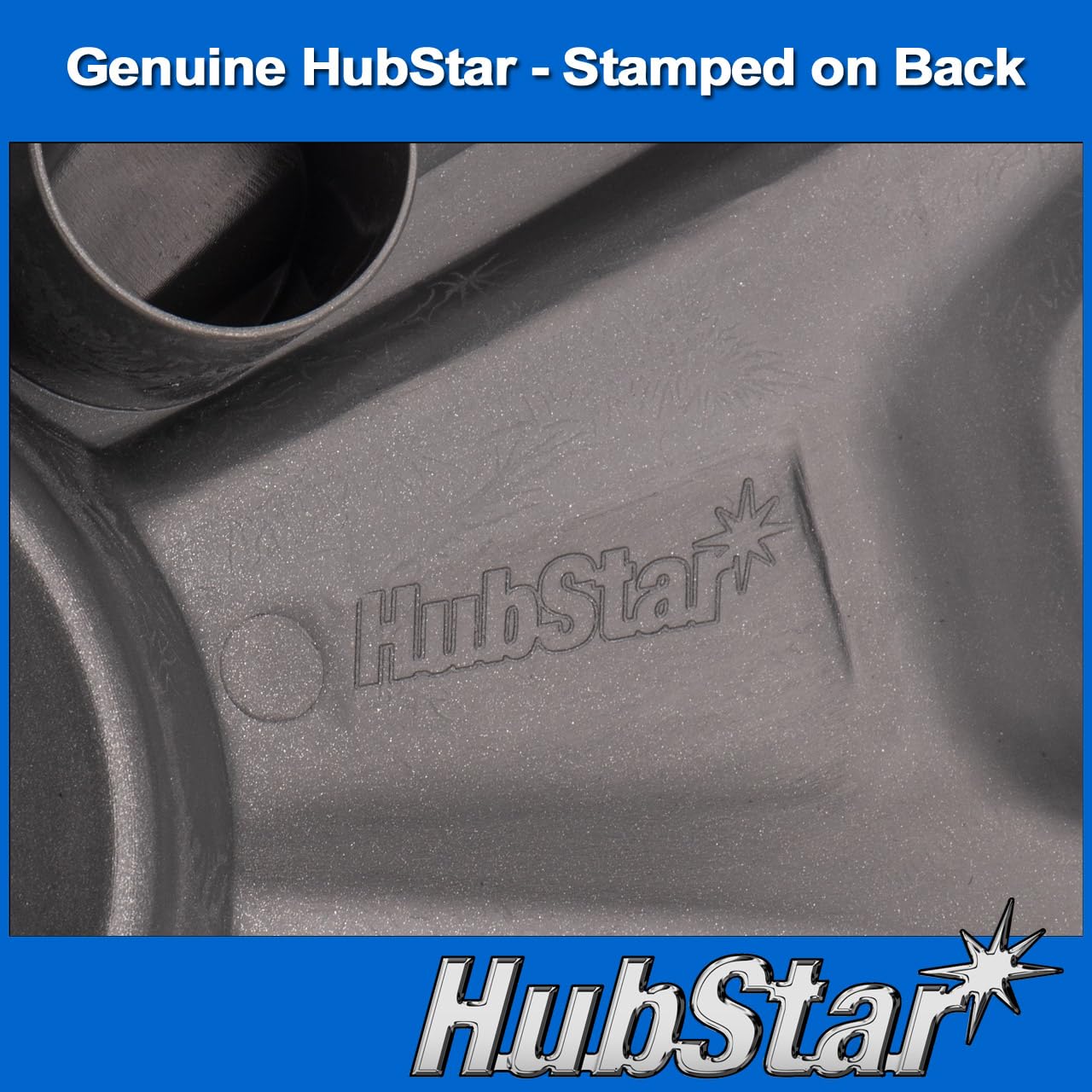 HubStar hubcap close-up of paint texture highlighting durable glossy finish