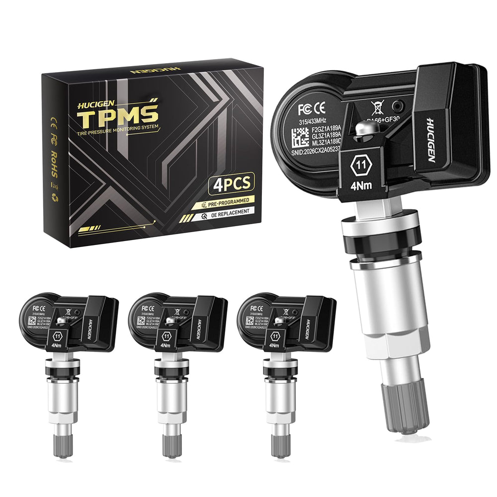 Hucigen 4-pack front packaging showing sensors and benefit of full-wheel replacement