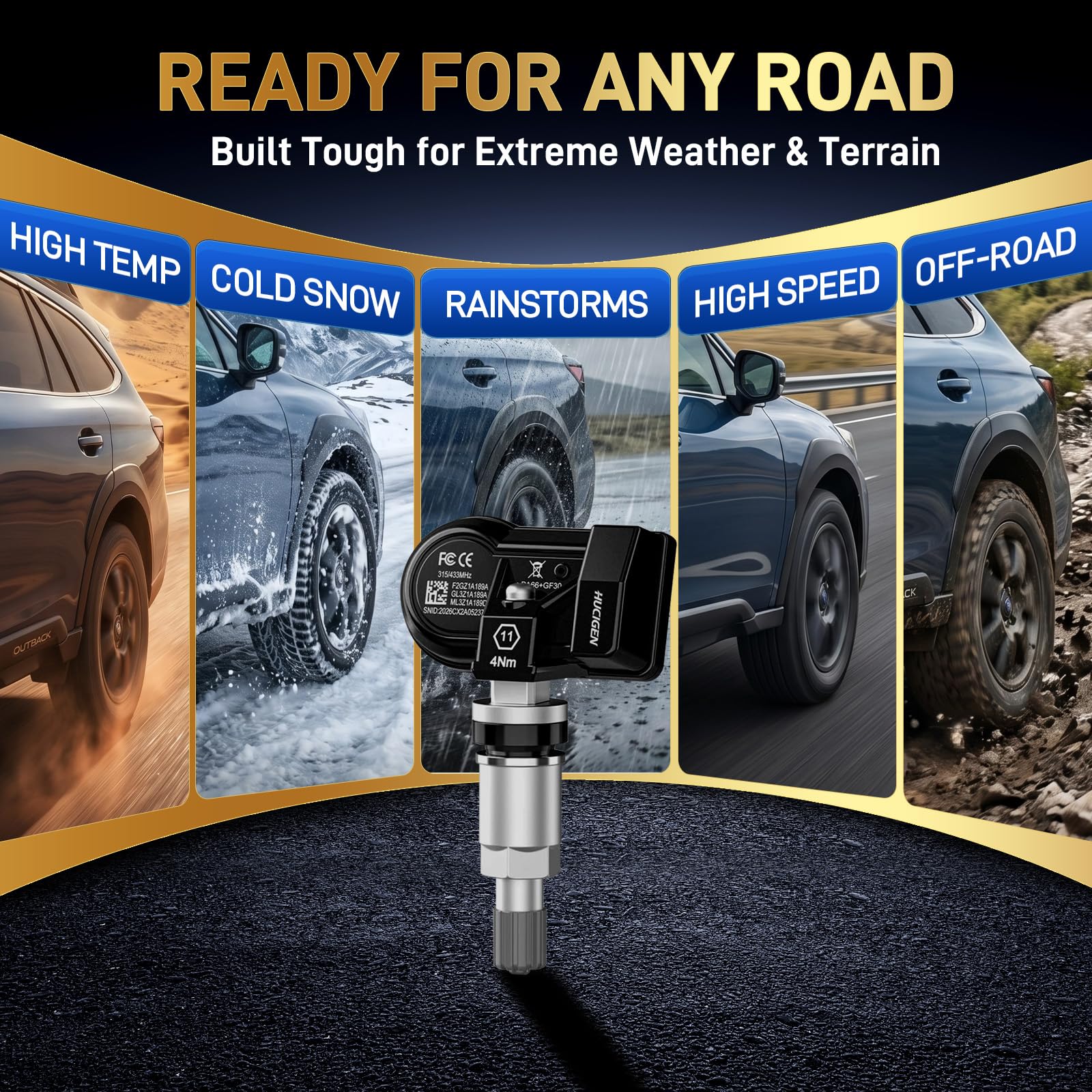 Hucigen sensor paired with vehicle TPMS display showing immediate system recognition