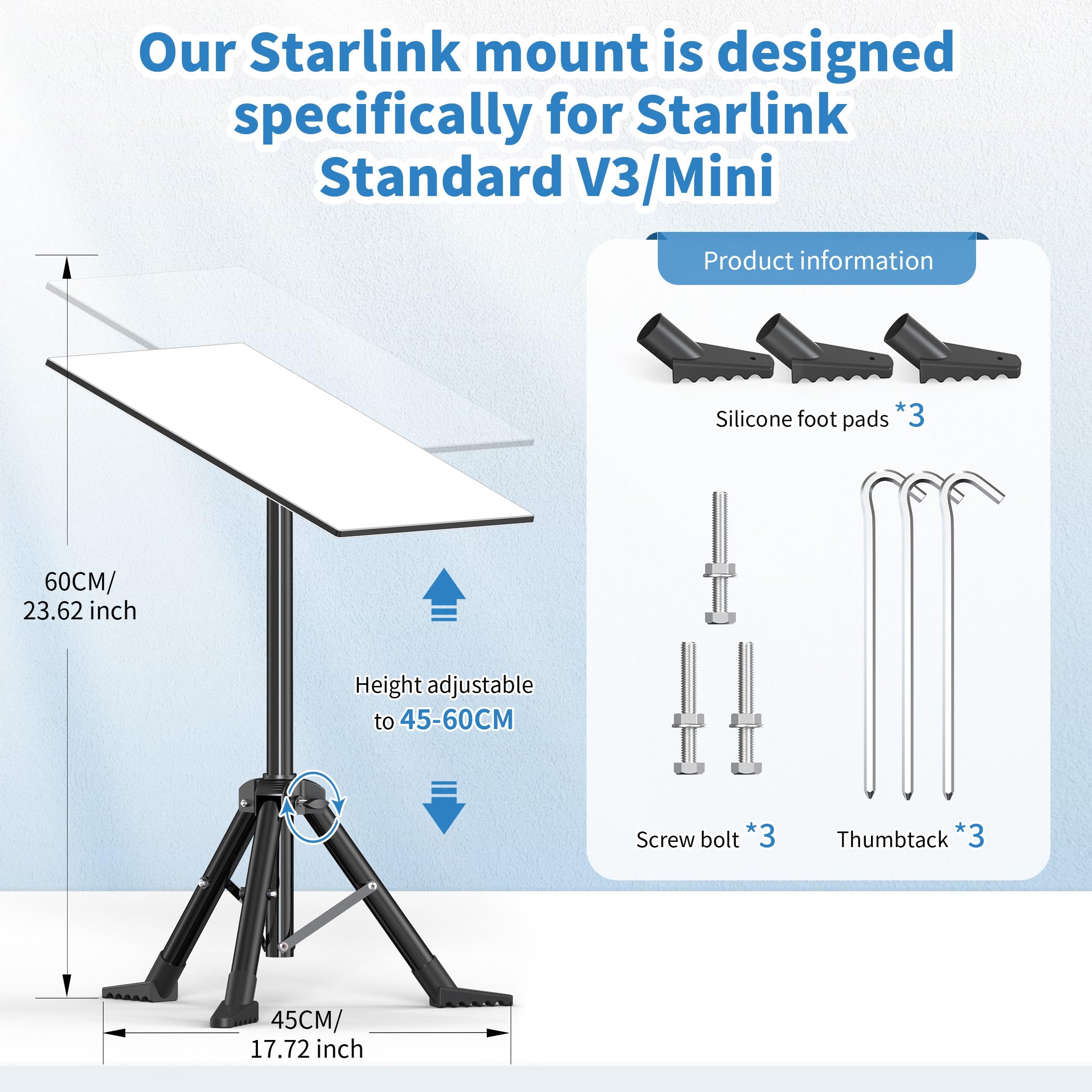 Hugener tripod folded for portability, compact for travel and storage