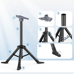Hugener tripod quick-lock height adjustment mechanism for secure positioning