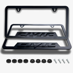 HUIANTS front view of license plate frame showing neat finished look and protection