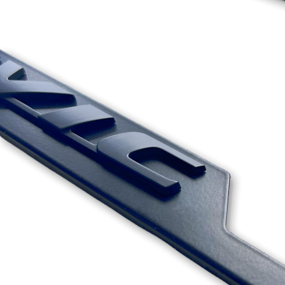 HUIANTS license plate next to ruler showing 12x6 size for universal fit