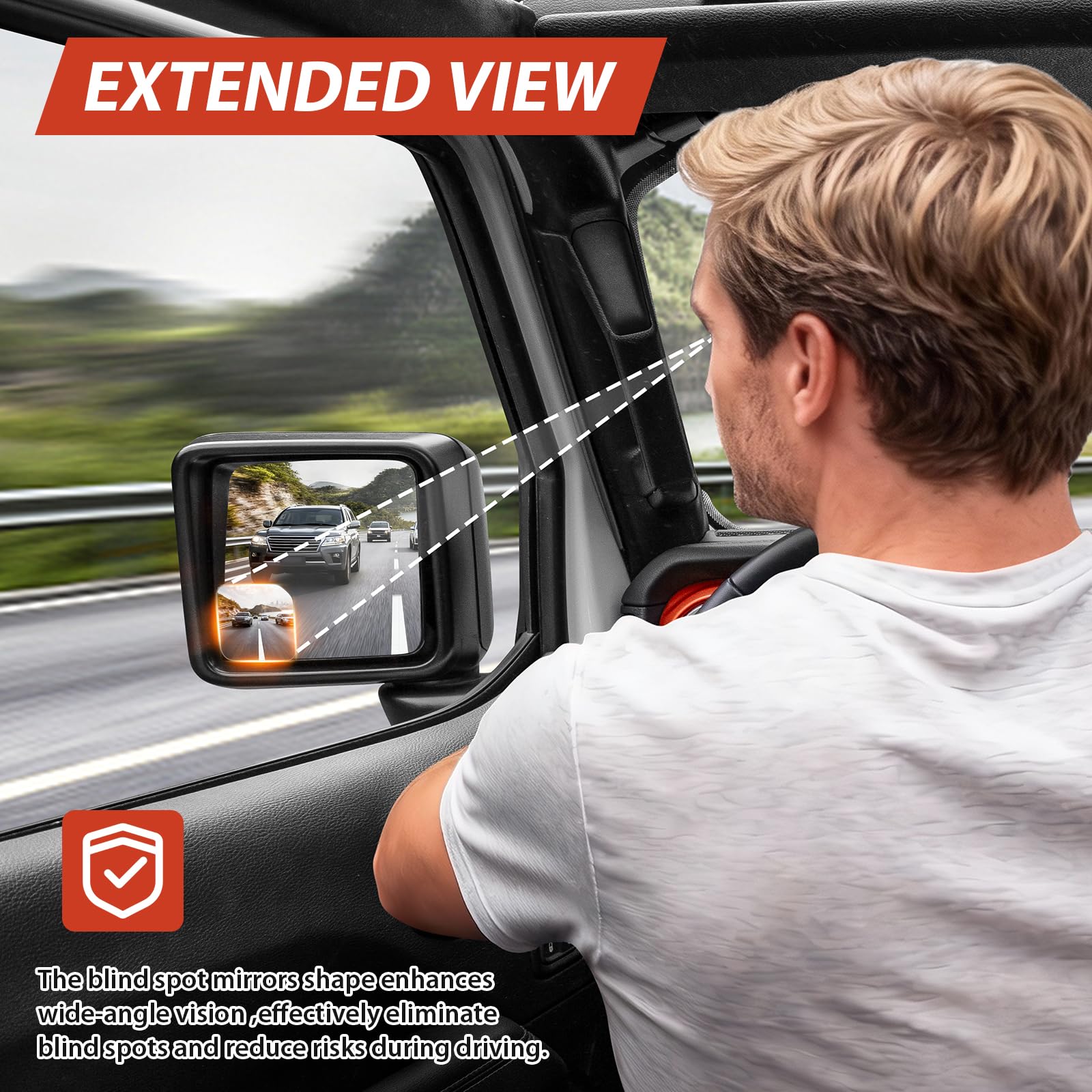 Huidnnas on passenger mirror illustrating better parking view