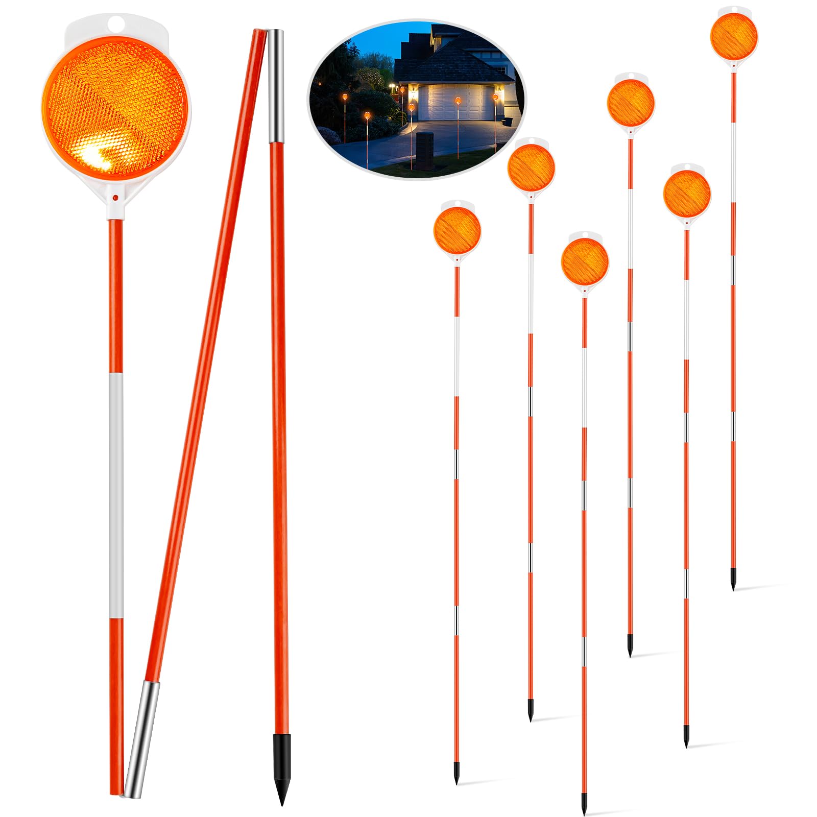 HUIROOWL front view of six 48-inch markers showing packaging and components for easy setup