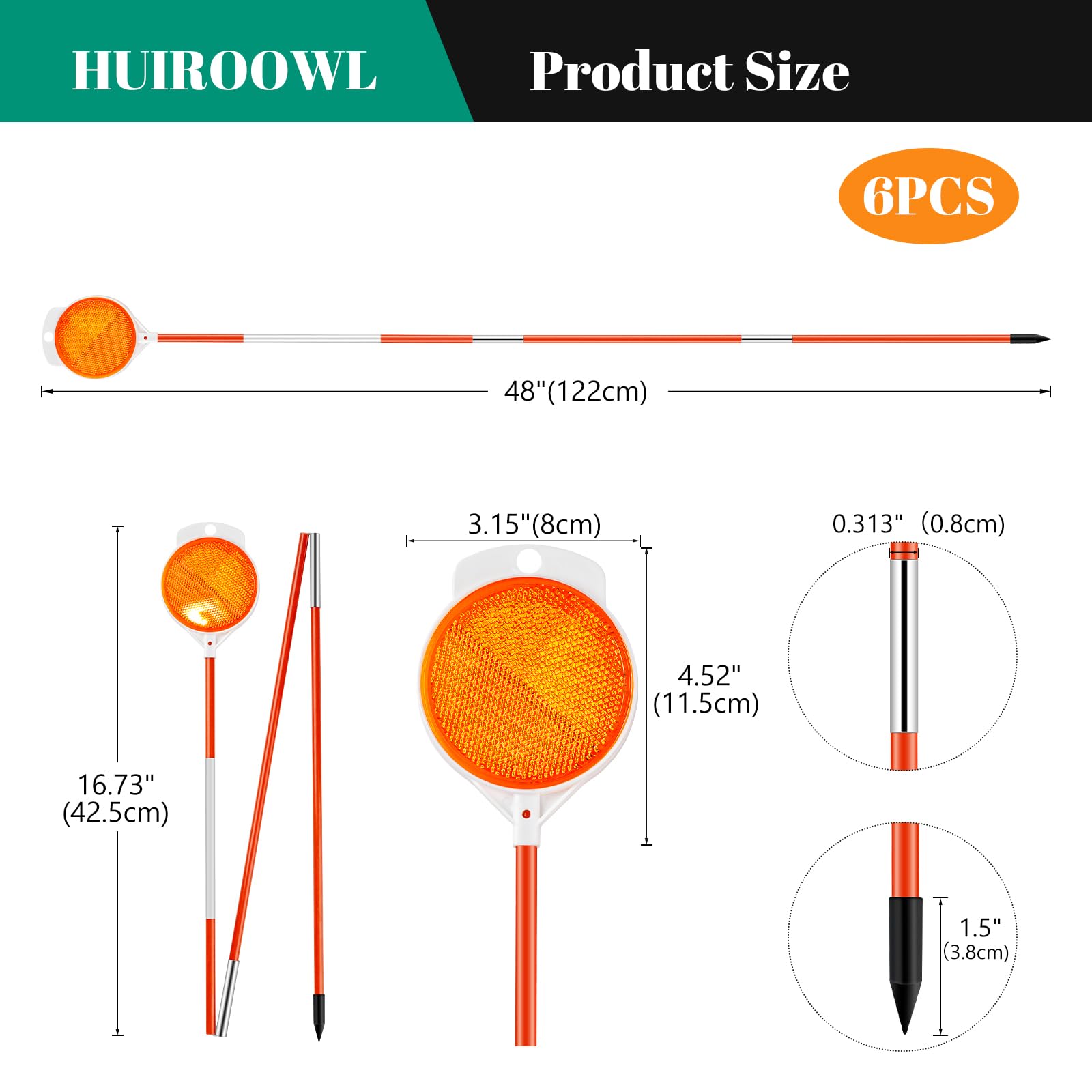 HUIROOWL pole held by hand to show 48-inch scale and easy one-person placement