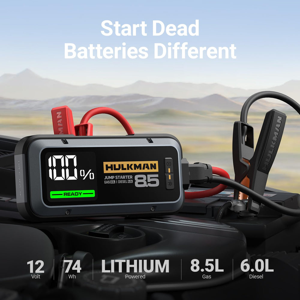 Hulkman Alpha85 smart display closeup showing battery level and error alerts for clear guidance