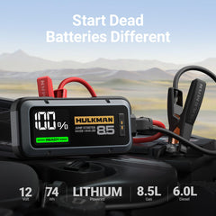 Hulkman Alpha85 smart display closeup showing battery level and error alerts for clear guidance
