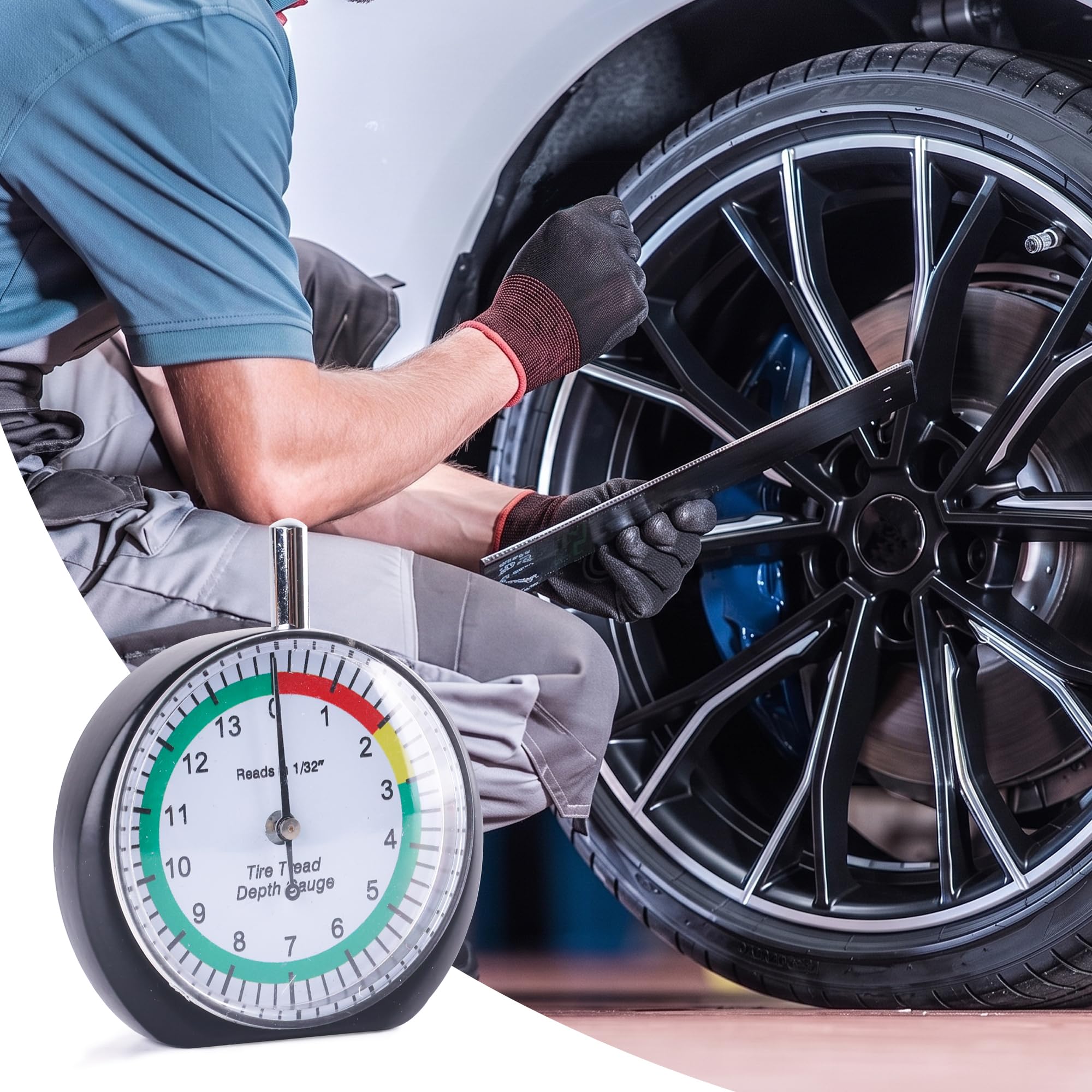 HULZELOE gauge measuring tire tread for quick roadside checks
