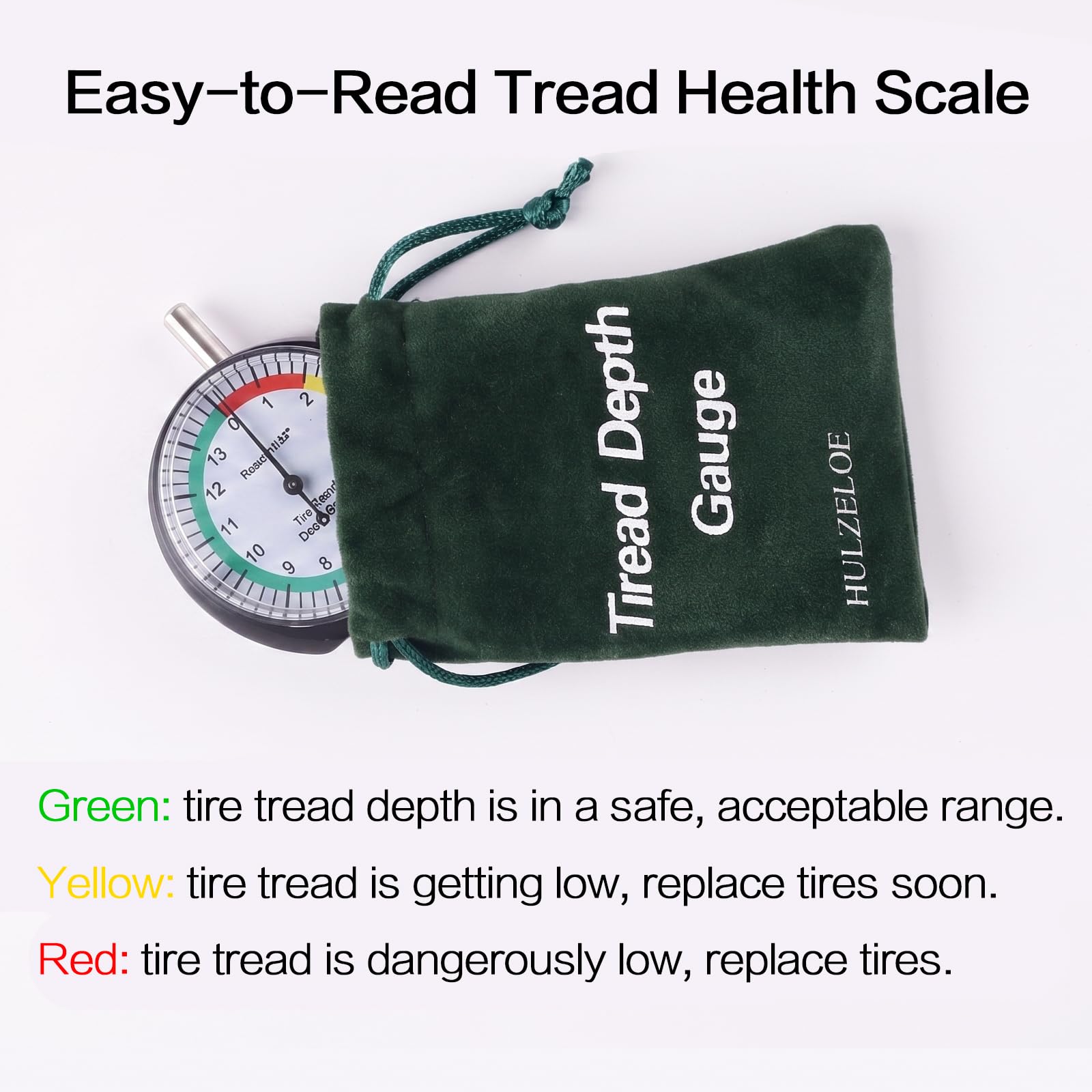 HULZELOE two gauges with green velvet pouch for secure storage