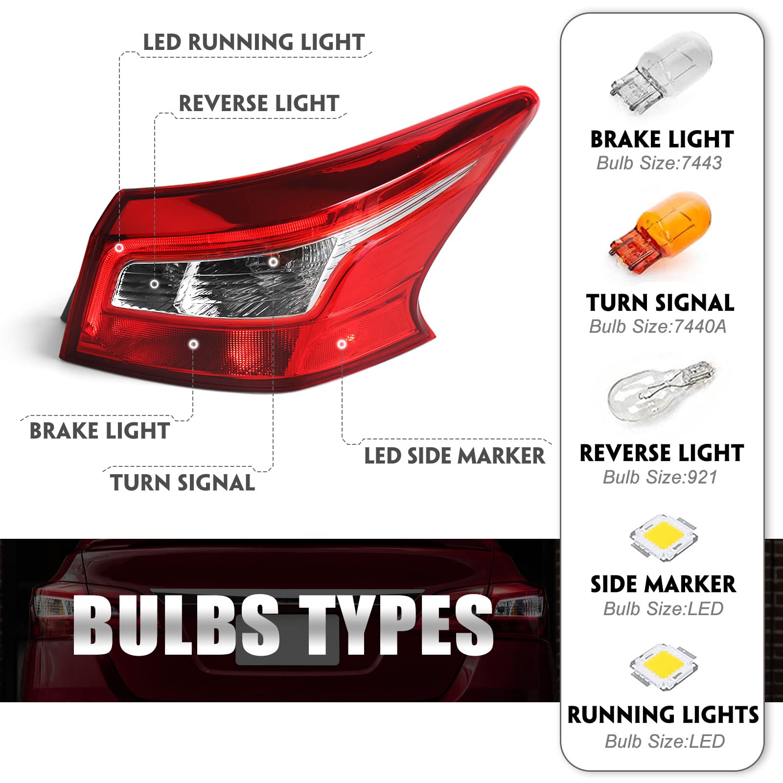 Huray tail light installed on Nissan Sentra rear showing improved appearance