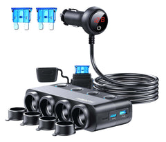 HURMAI front view showing four sockets and USB ports, expands vehicle power