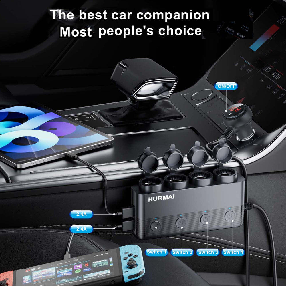 HURMAI connected in truck dashboard powering multiple devices, ideal for long hauls