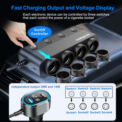 HURMAI detailed view of three cigarette lighter sockets offering multiple high‑power outputs
