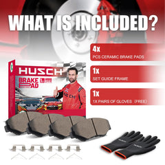 HUSCH brake pad installed on caliper demonstrating fit and quiet braking