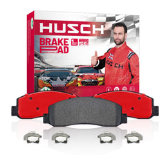 HUSCH rear brake pads front packaging showing brand and set benefits