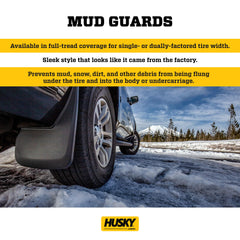 Husky Liners rear mud guard close-up highlighting coverage and durability