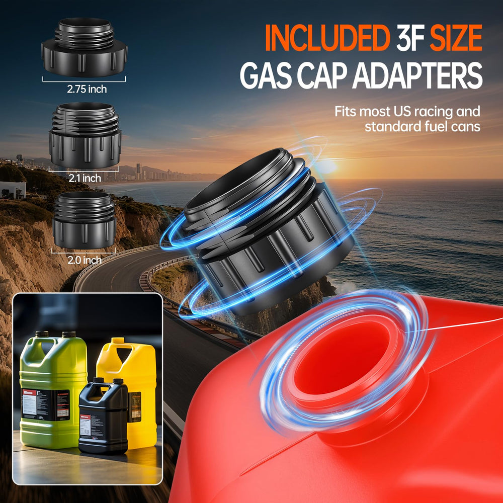 huzjicn hose and four adapters displayed for multi-tank compatibility