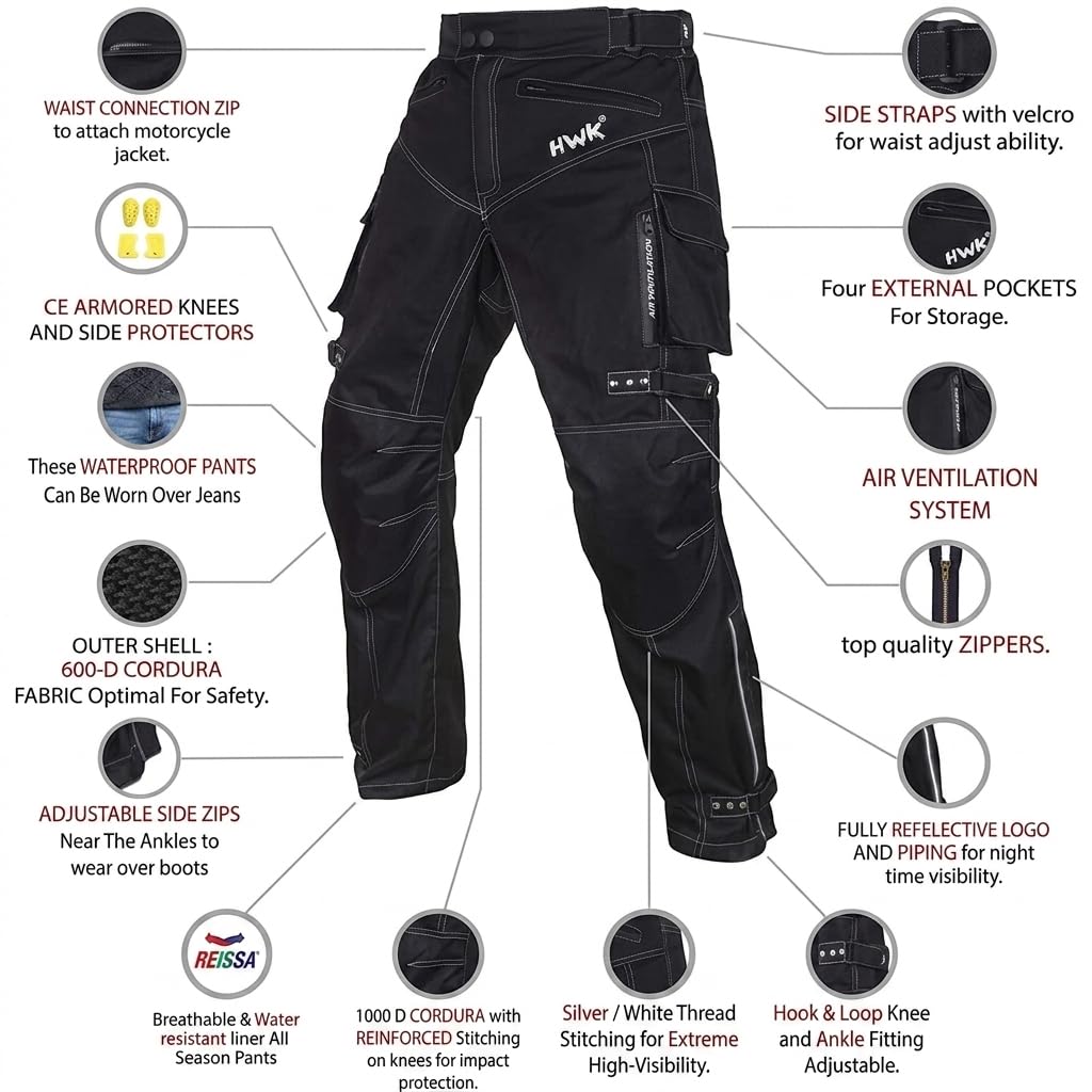 HWK Motorsports Apparel ankle Velcro adjustment detail for secure fit and reduced cuff flapping