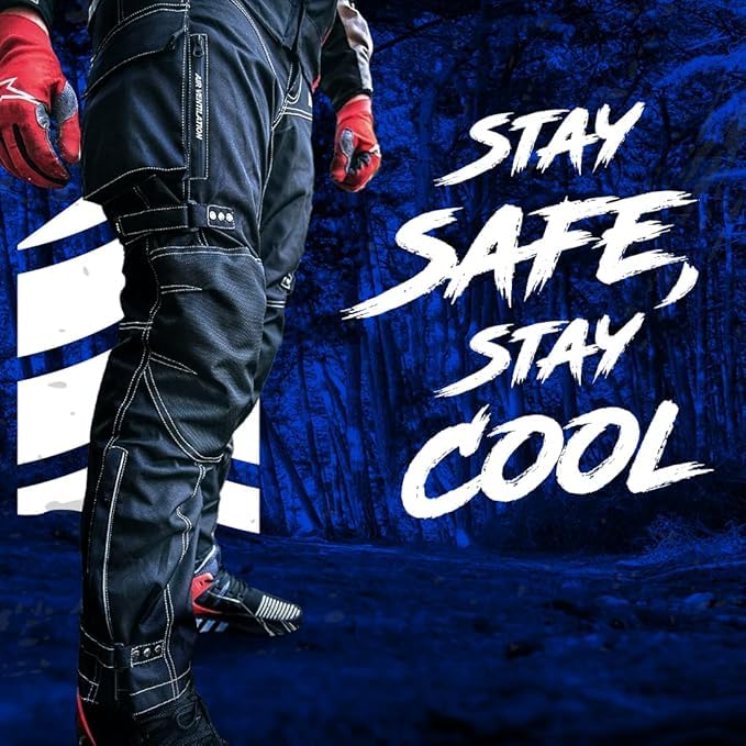 HWK Motorsports Apparel Reissa membrane tag visible to show water-resistant performance during wet rides
