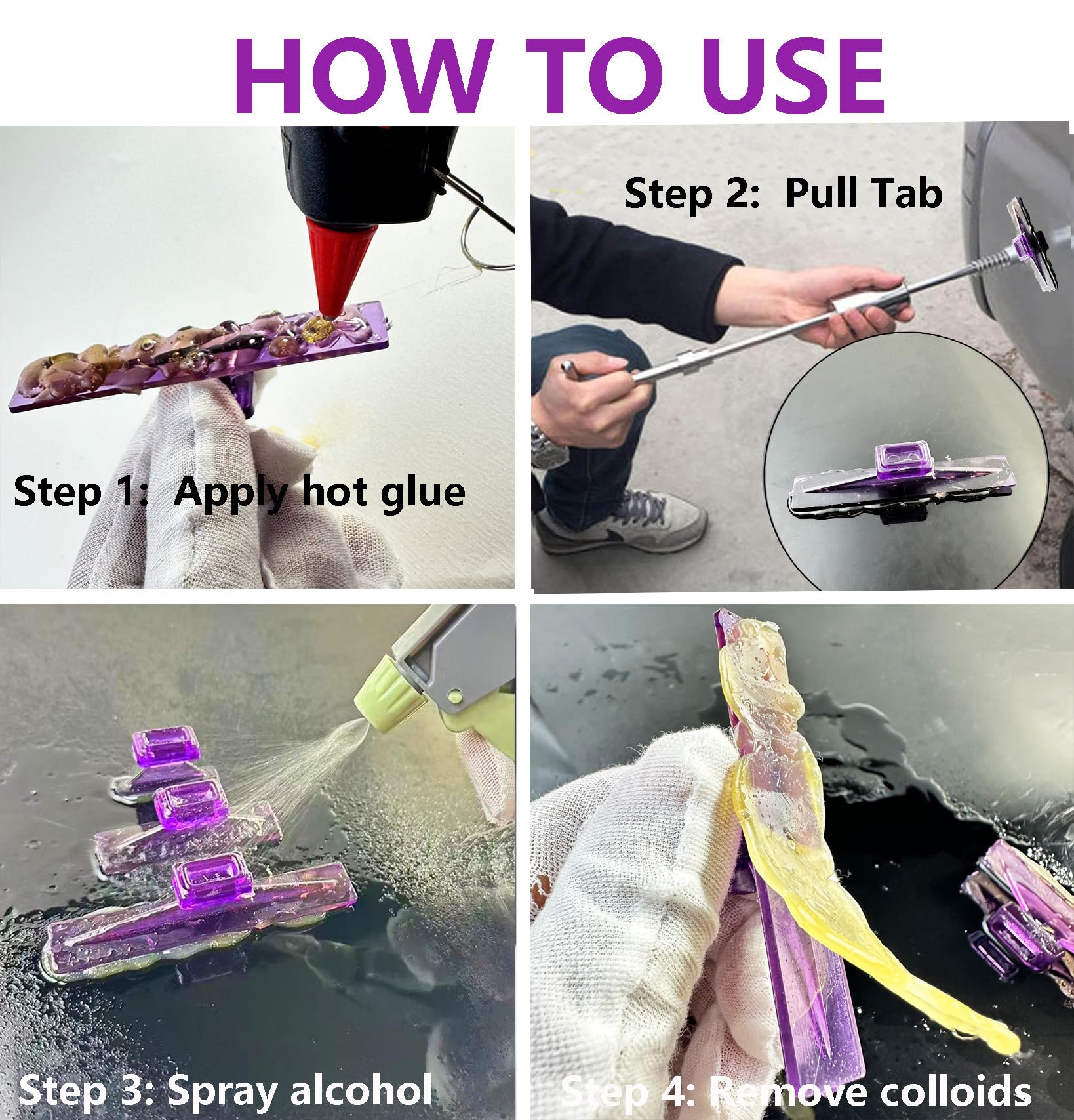 Hyamass tab in use on car door demonstrating paint-safe pulling