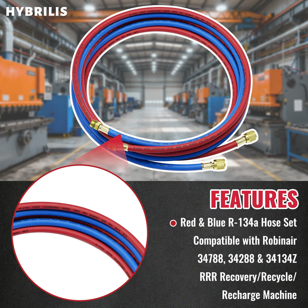 Hybrilis hose next to ruler showing 10-foot scale for reach and capacity