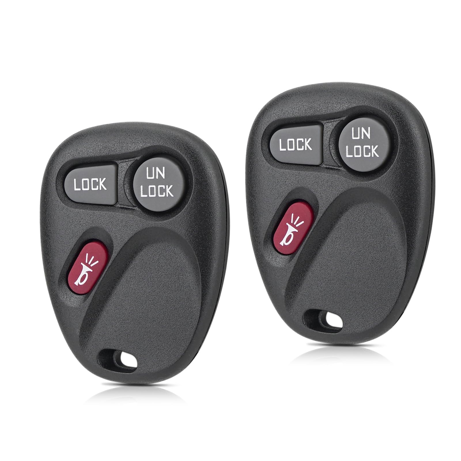 HYMOLKYE front view of two key fobs showing buttons and housing, clarity for fit