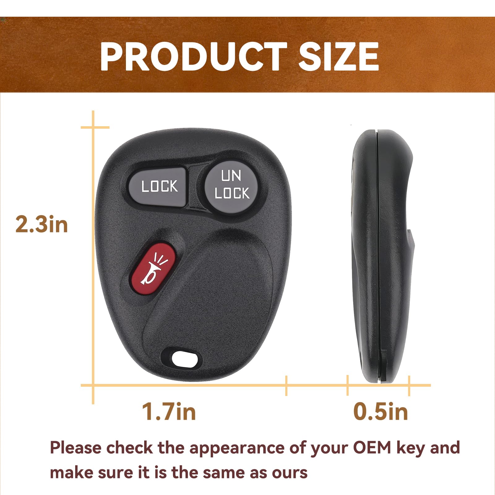 HYMOLKYE key fob next to car key showing size and scale for fit confirmation