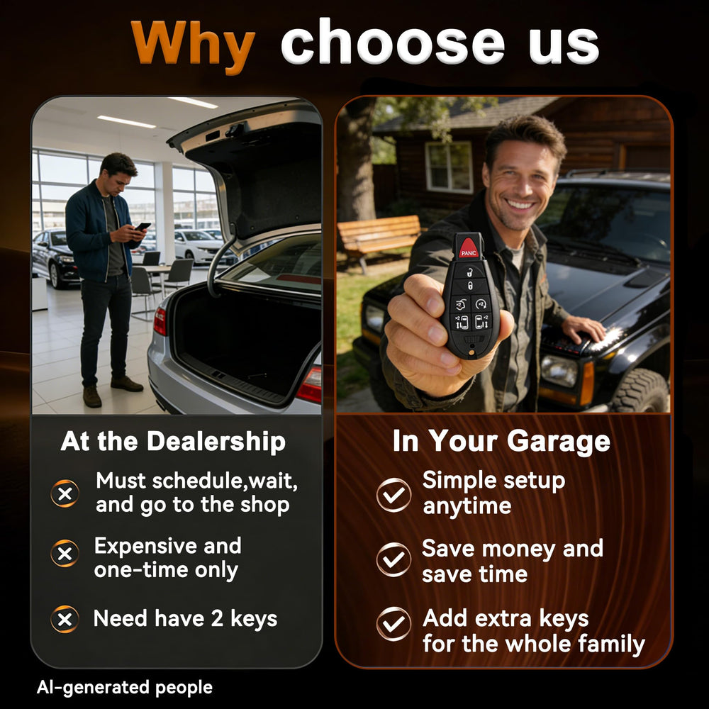 HYMOLKYE remote next to car key in hand to show compact scale and convenience
