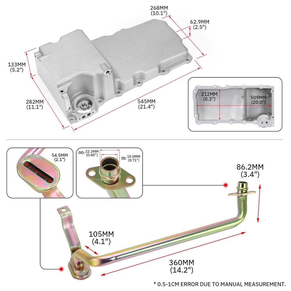 Hypertune oil pan next to ruler showing compact size for tight spaces