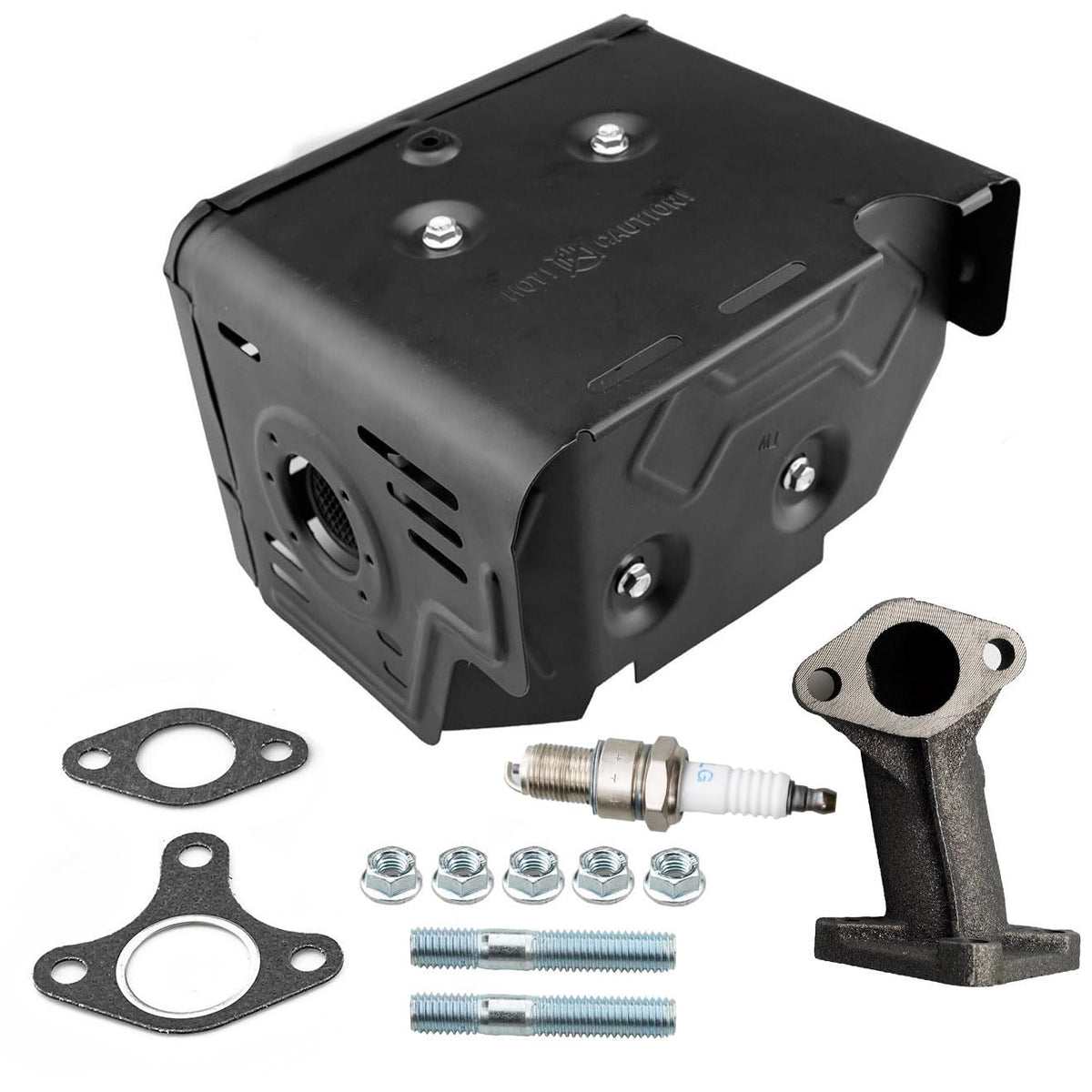 HZ muffler front assembly showing overall fit and durable construction benefit