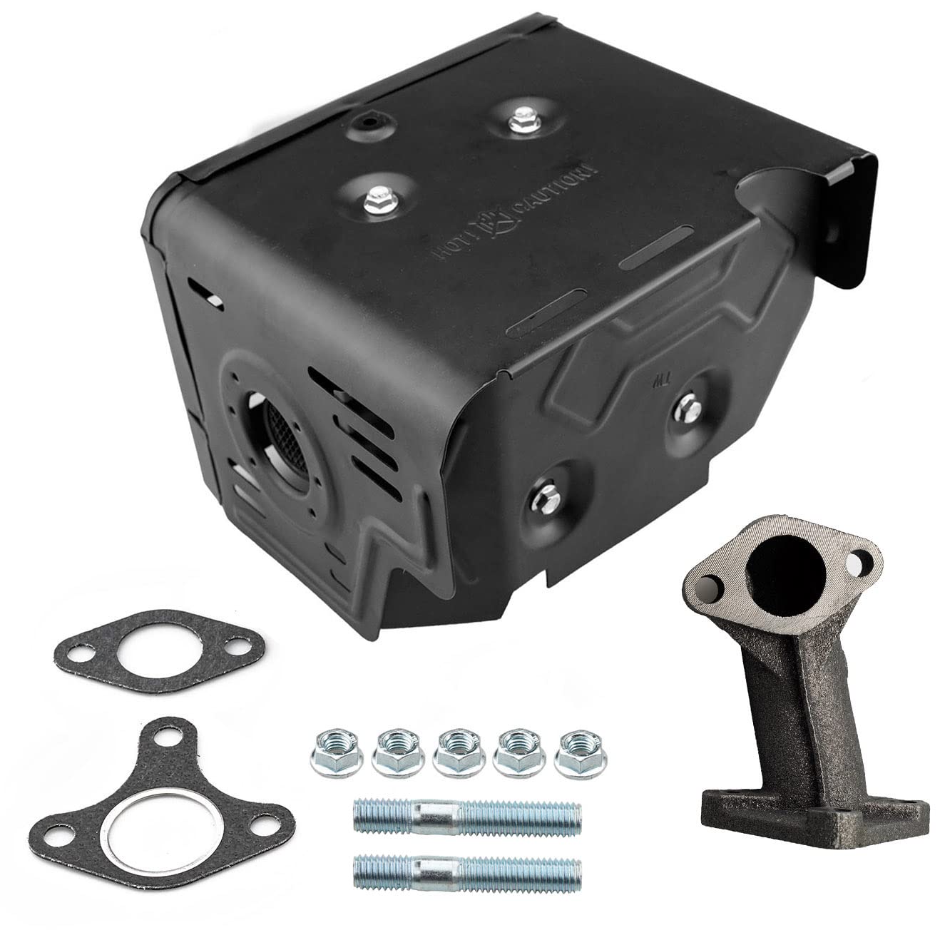 HZ muffler hardware close-up showing gaskets and studs for reliable sealing benefit
