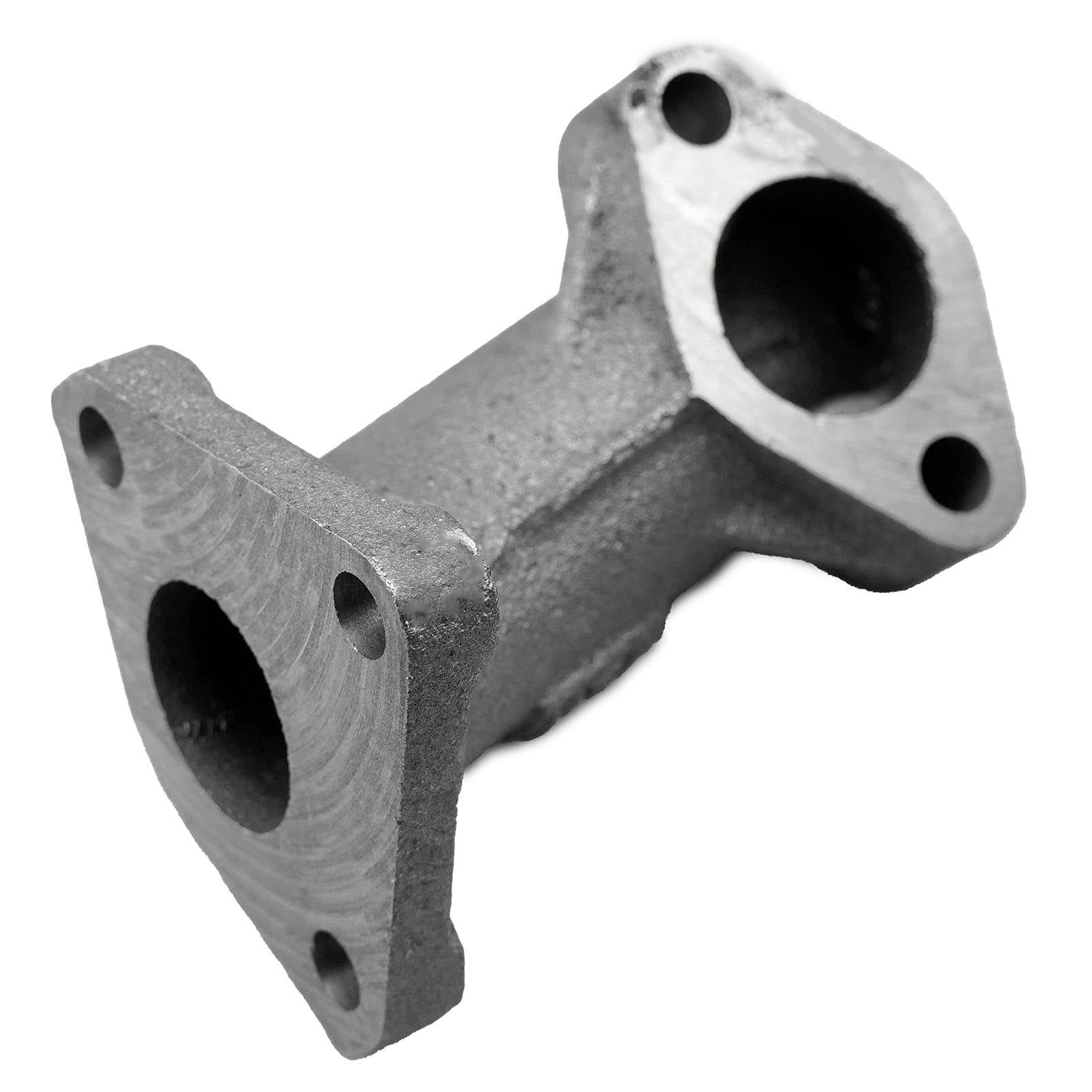 HZ muffler side view with exhaust pipe highlighting exact-fit alignment benefit