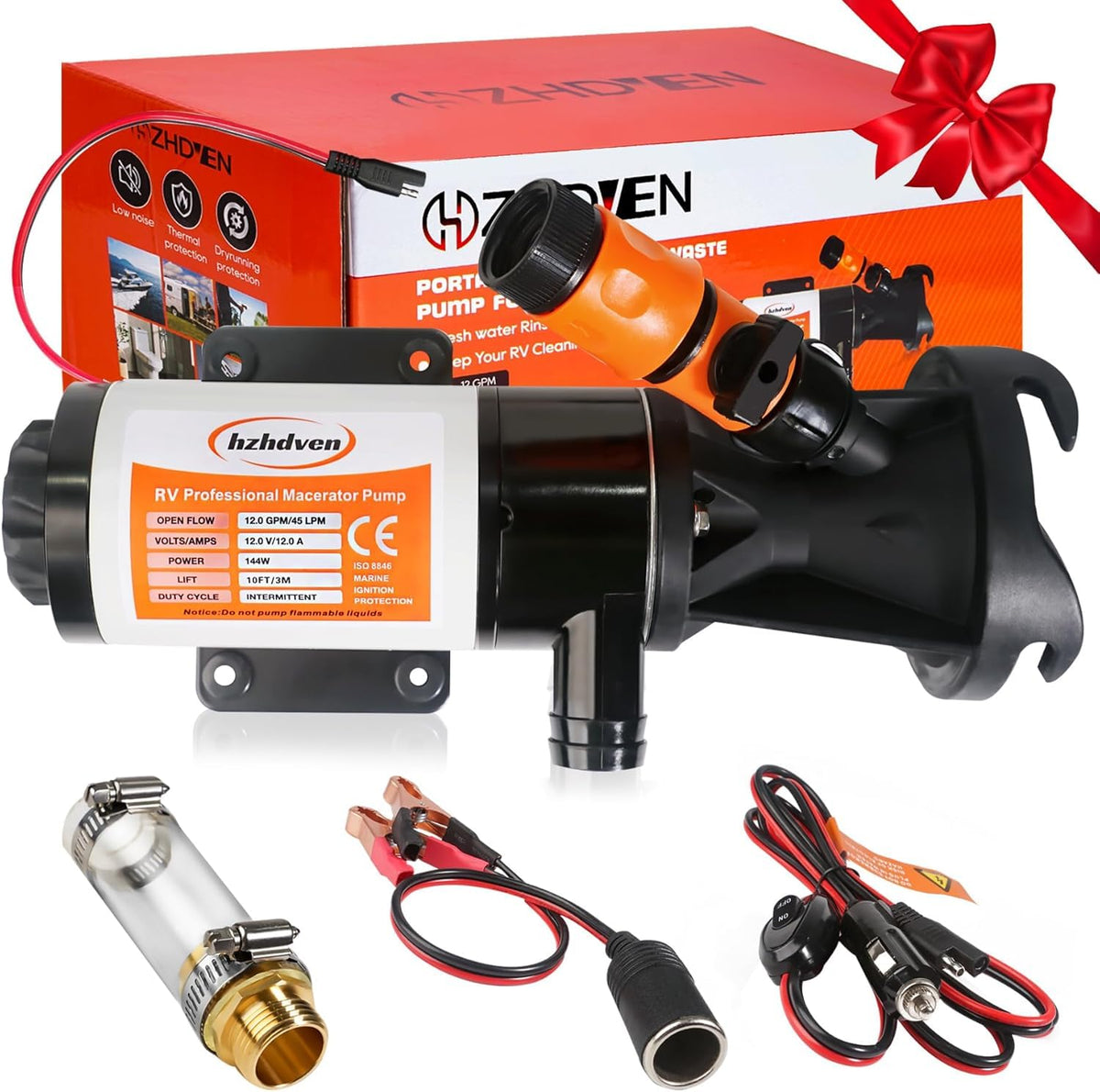 hzhdven front view of pump showing compact body and inlet for easy setup