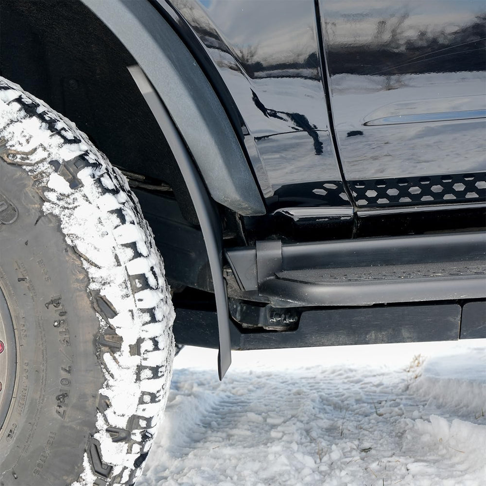 IAG Performance mud flap installed with OEM running board for compatibility