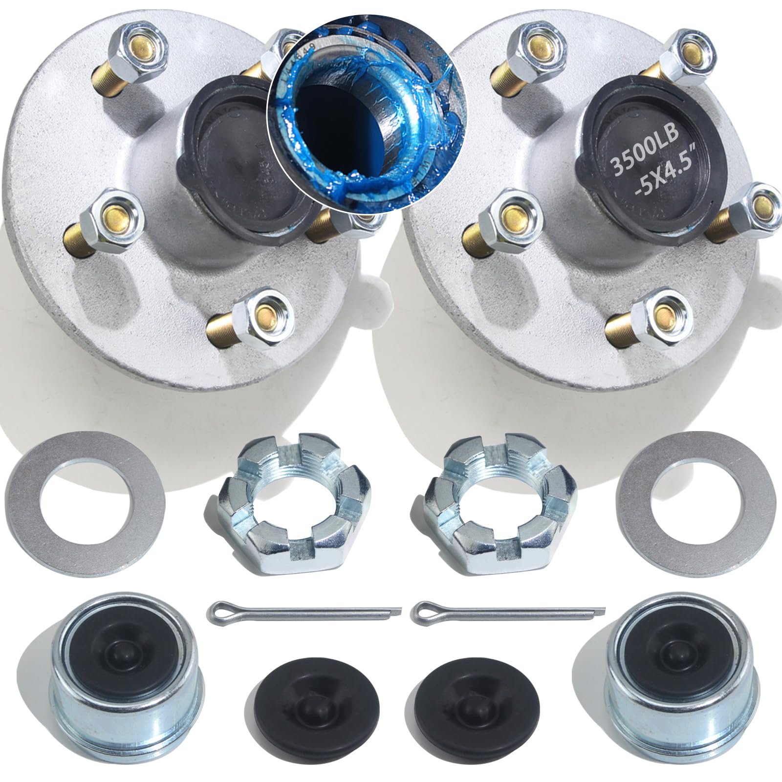 iBroPrat front view hub assembly shows galvanized finish and easy installation benefit