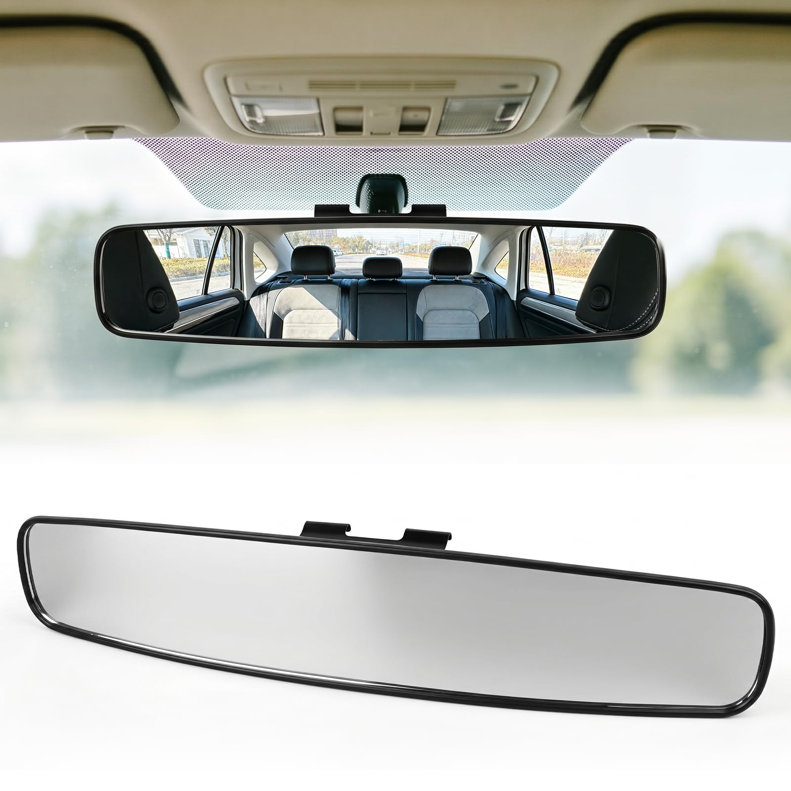 ICHEPLUS front view showing full 17-inch panoramic mirror and wider field