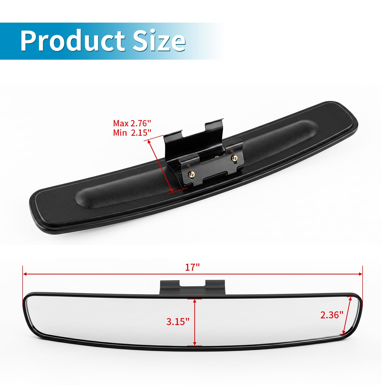 ICHEPLUS mirror installed in compact car interior giving broader visibility