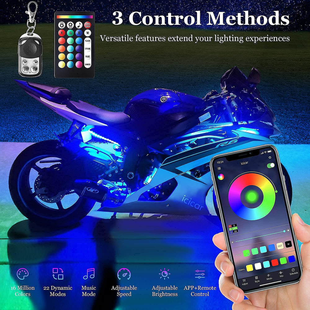 icicar controller with app phone and two remotes demonstrating versatile control options