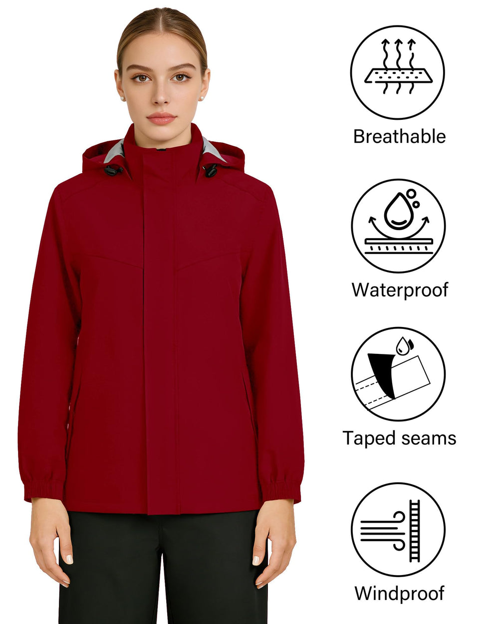 iCreek jacket hood stowed and deployed for quick weather protection