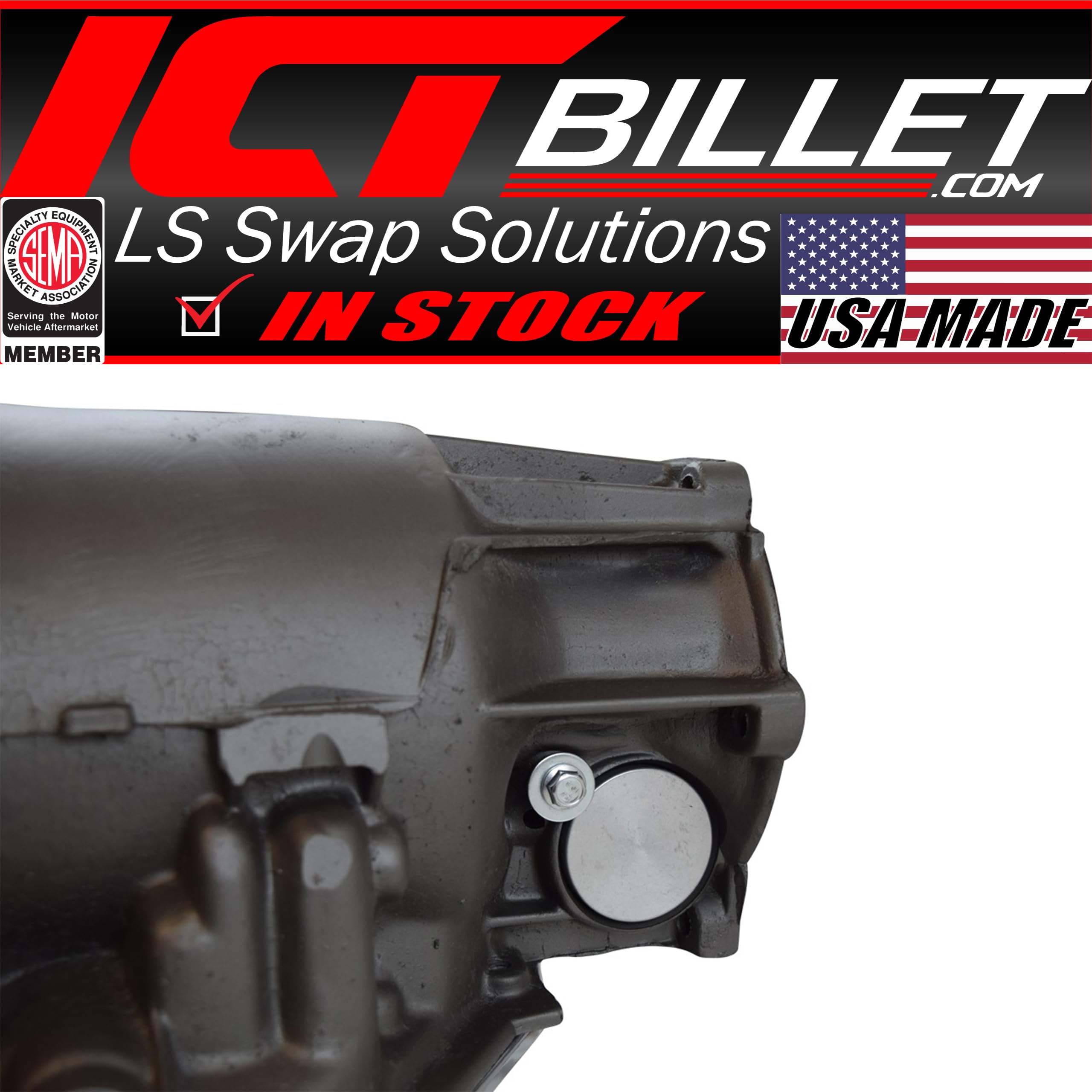 ICT Billet plug next to bolt and O-rings showing included hardware benefit