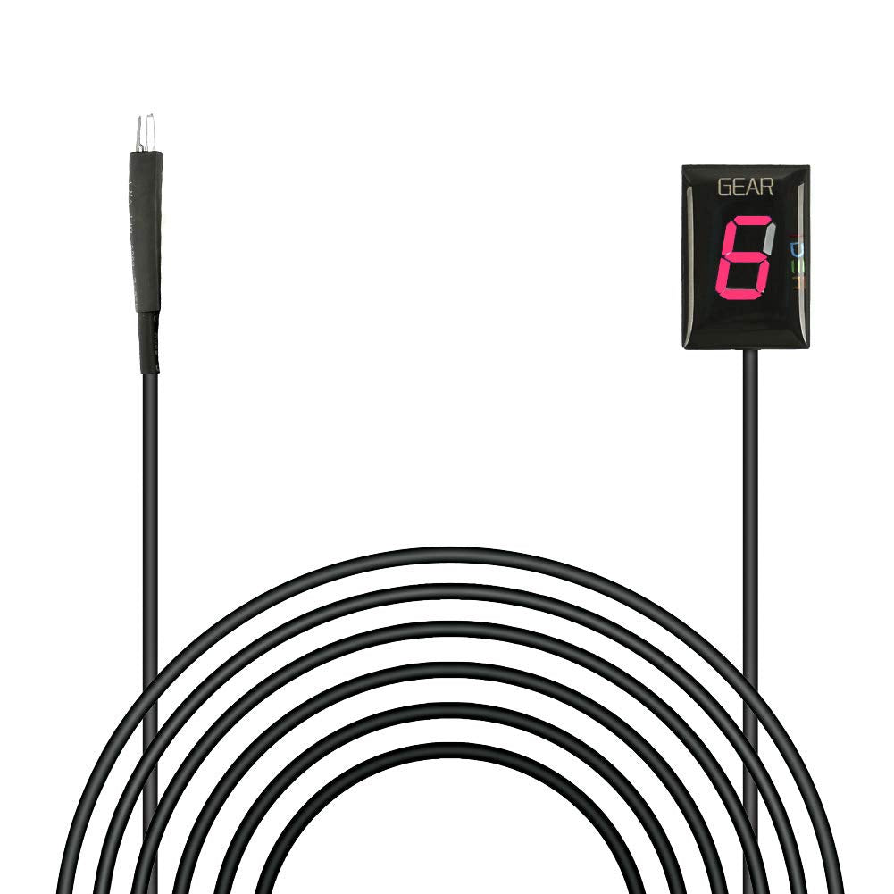 Idea front view of gear indicator showing compact black housing and LED display for clear gear readout