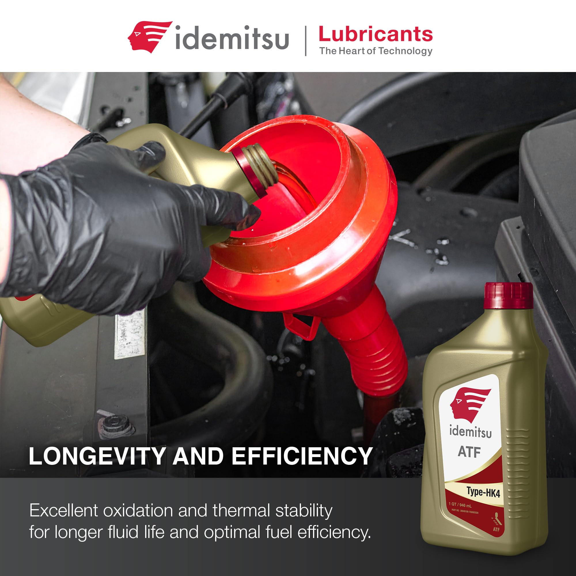 Idemitsu fluid texture close-up showing clear sheen and low deposit risk