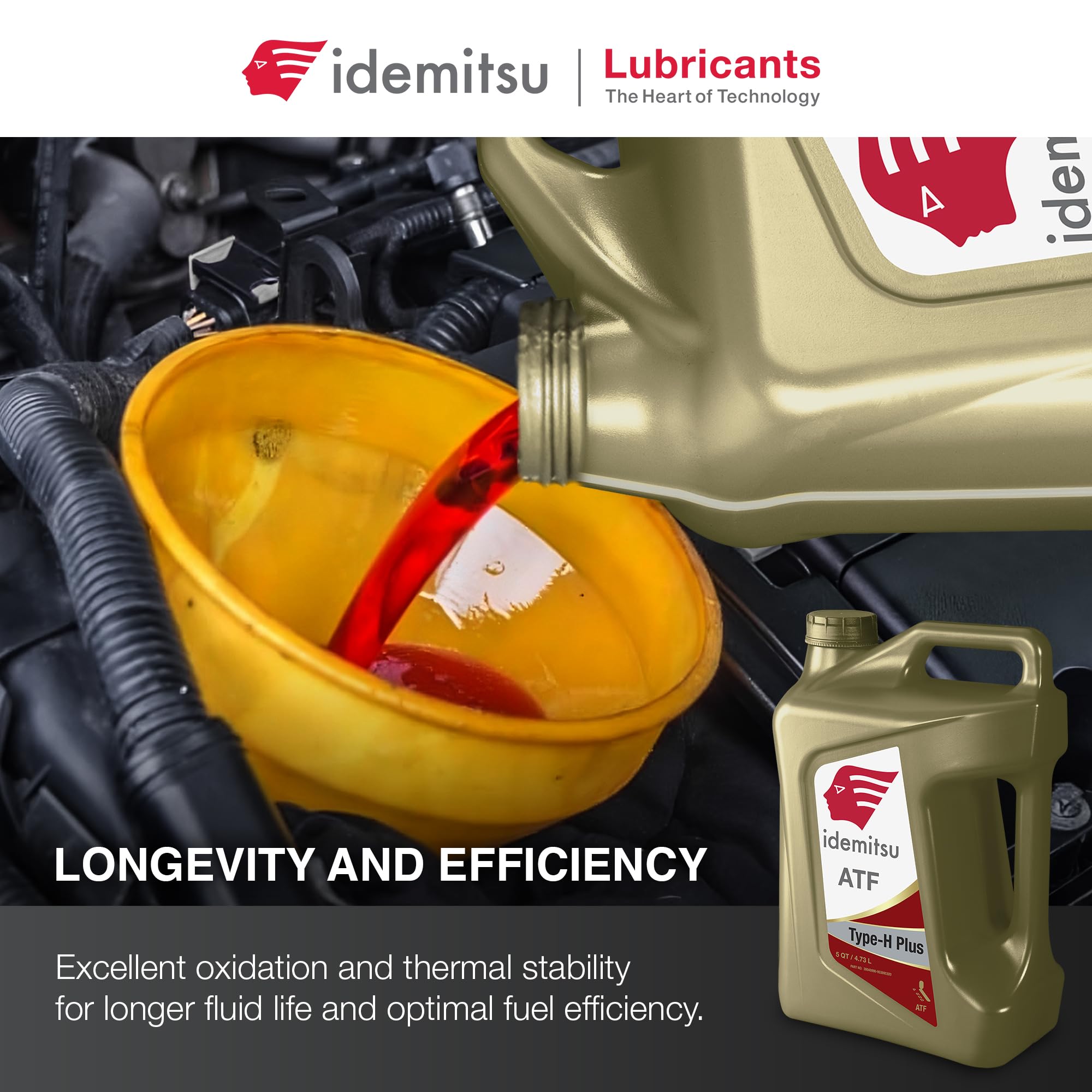Idemitsu ATF Type H-Plus bottle next to hand tools to show 5 quart scale and capacity