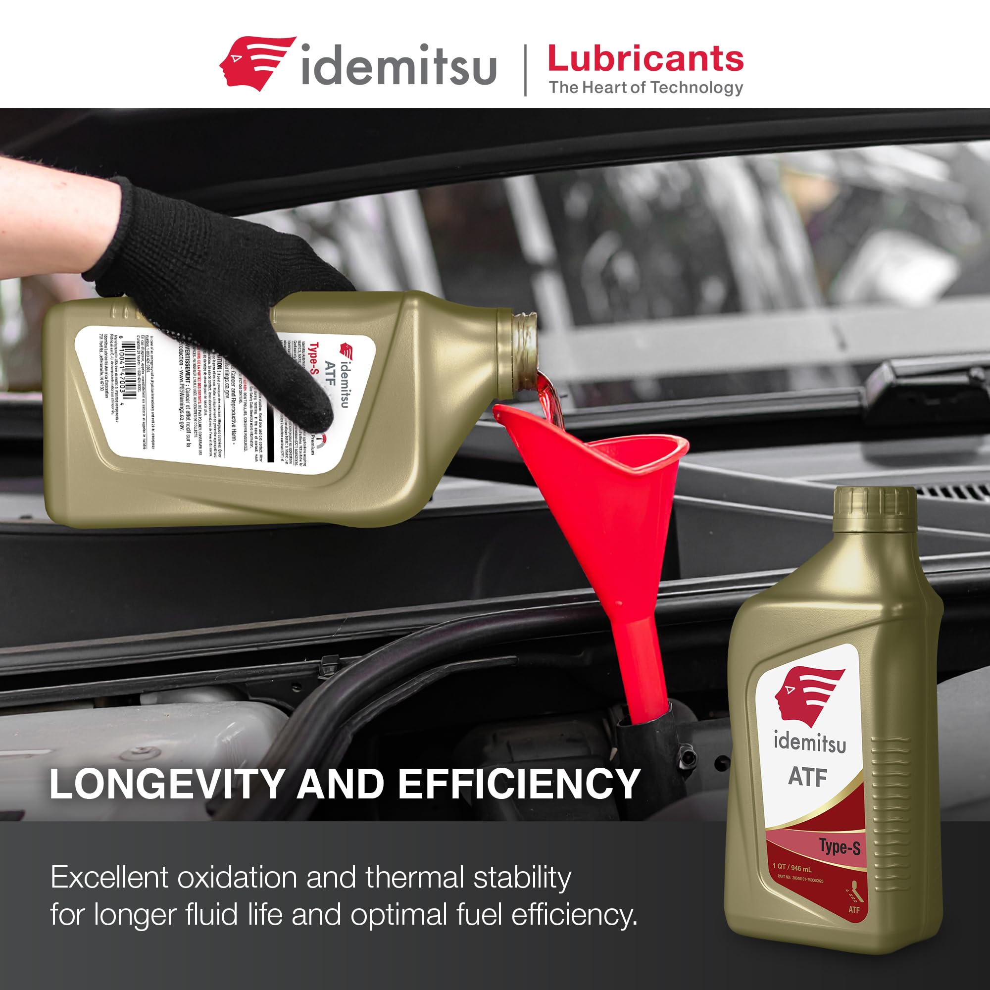 Idemitsu being poured into an engine bay showing proper application benefit