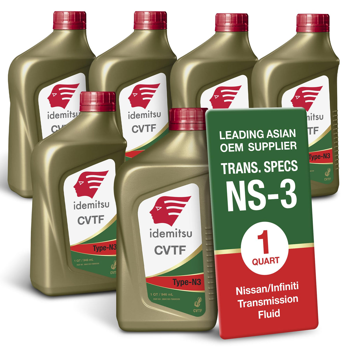 Idemitsu CVT Type N3 front packaging showing six-quart supply and easy storage benefit