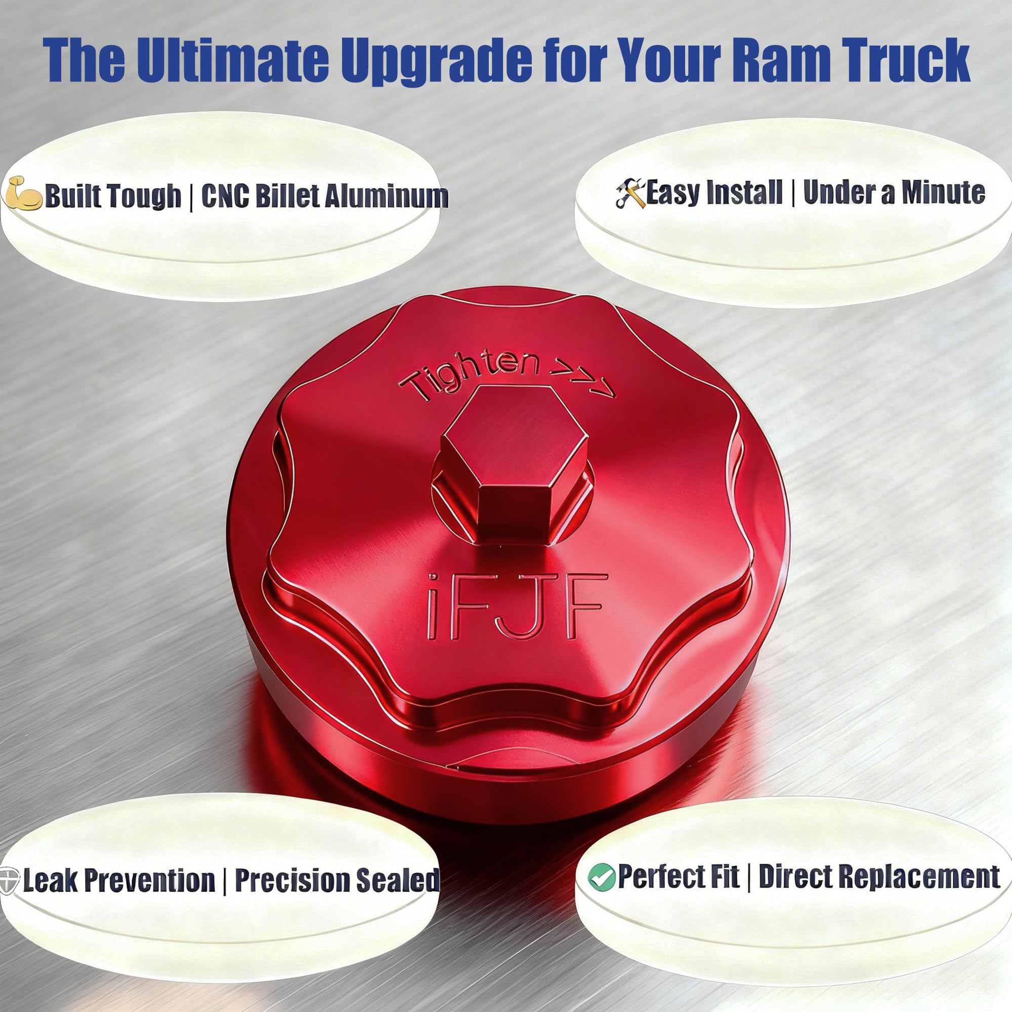 iFJF cap visible under a truck hood showcasing upgraded appearance and durability