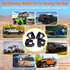 iFJF clamp installed on truck rail demonstrating secure, rattle-free hold