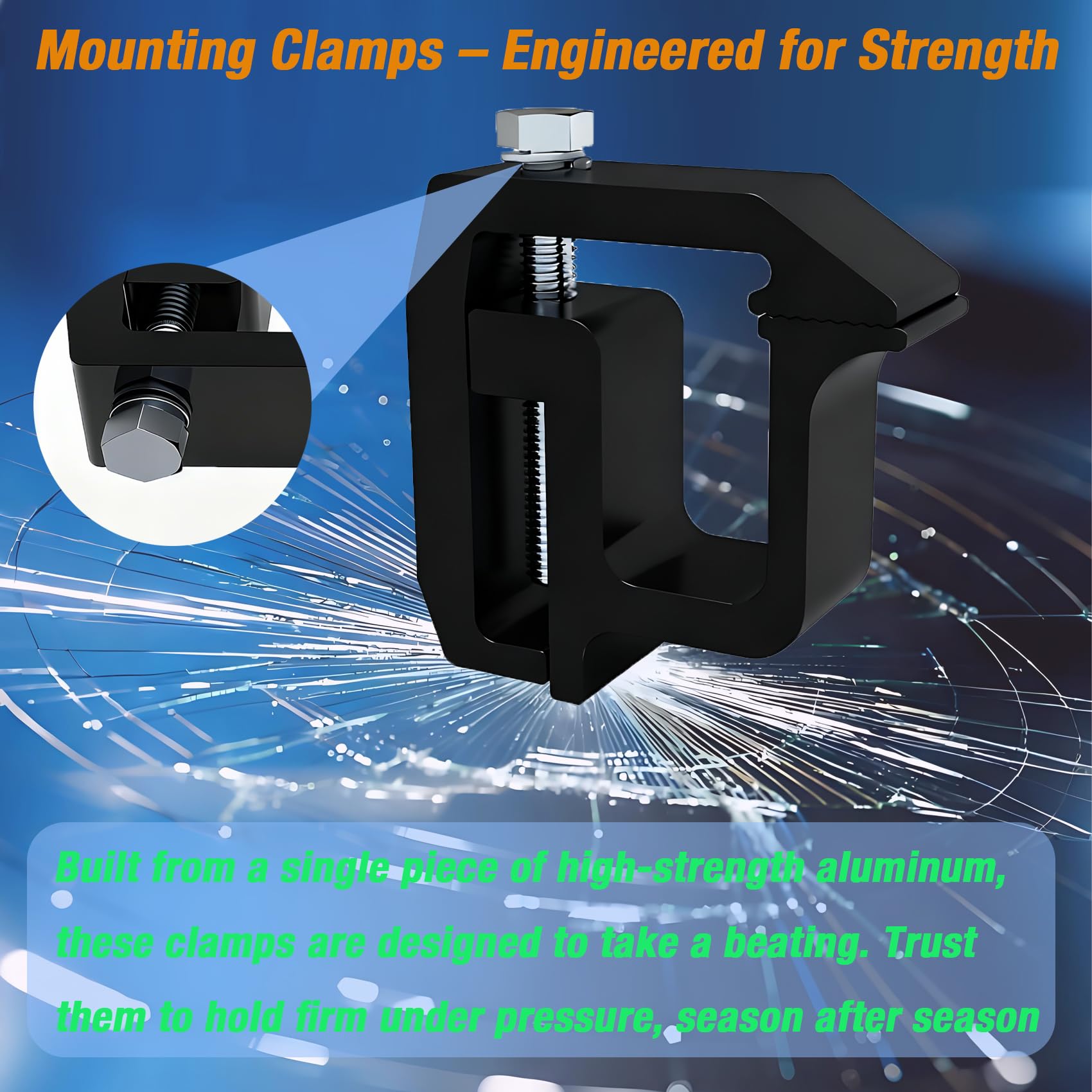iFJF clamp side profile showing screw and no-drill installation advantage